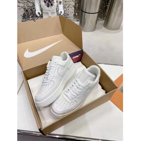 Louis Vuitton LV Unisex Nike Air Force 1 Sneaker White Monogram Embossed Calf Leather (7)