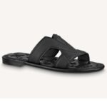 Louis Vuitton LV Unisex Oasis Mule Black Grained Calf Leather Rubber Signature