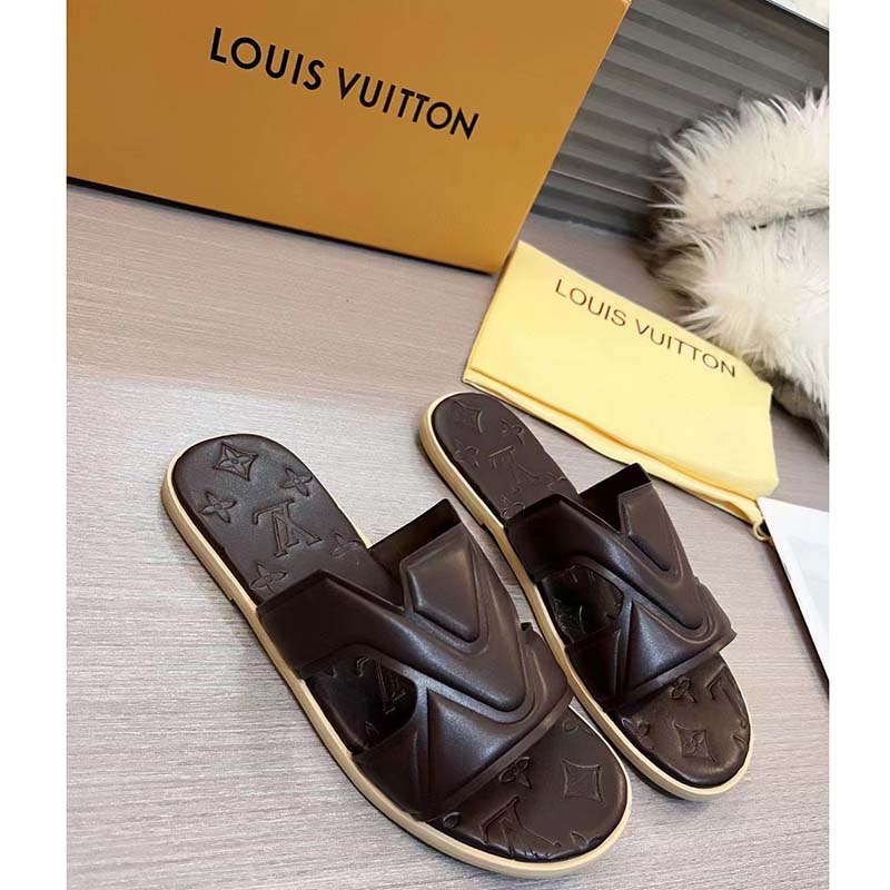 Louis Vuitton LV Unisex Oasis Mule Moka Brown Grained Calf Leather