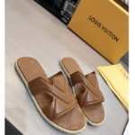 Louis Vuitton LV Unisex Oasis Mule Moka Brown Grained Calf Leather Rubber Signature - Image 3