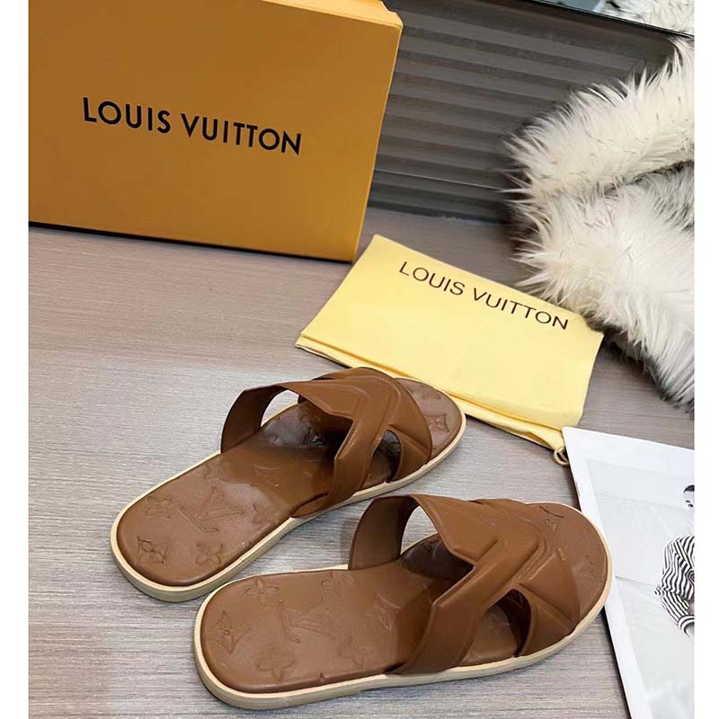 Louis Vuitton LV Unisex Oasis Mule Moka Brown Grained Calf Leather