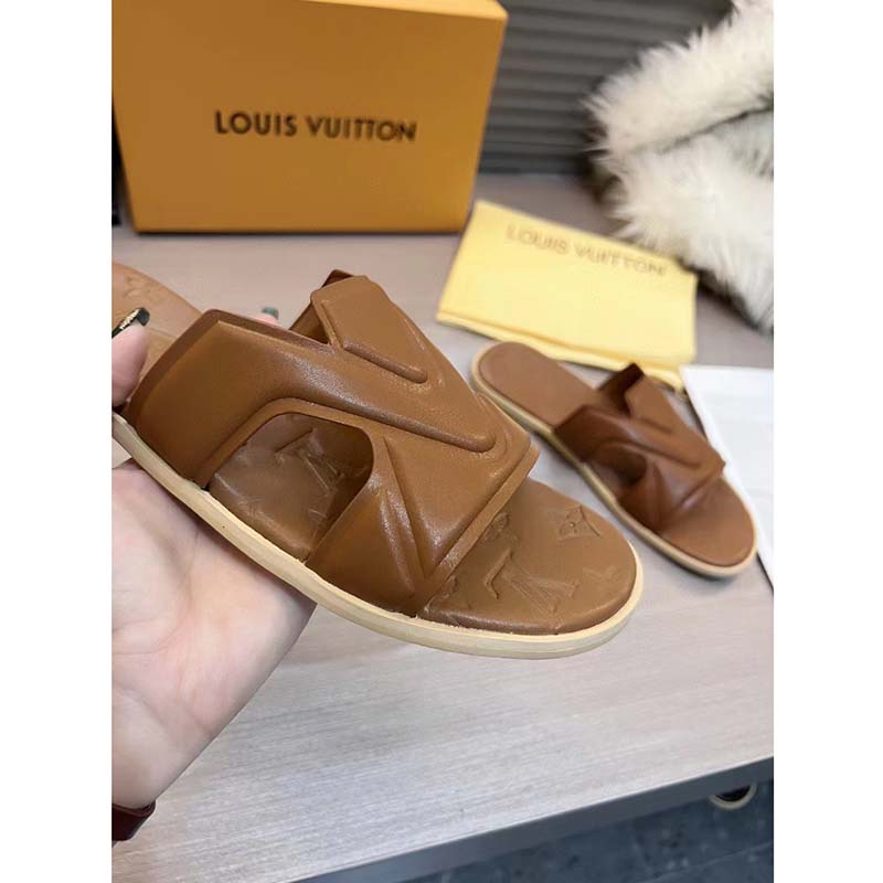 Louis Vuitton LV Unisex Oasis Mule Moka Brown Grained Calf Leather