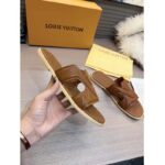 Louis Vuitton LV Unisex Oasis Mule Moka Brown Grained Calf Leather Rubber Signature - Image 8