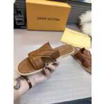 Louis Vuitton LV Unisex Oasis Mule Moka Brown Grained Calf Leather Rubber Signature - Image 6