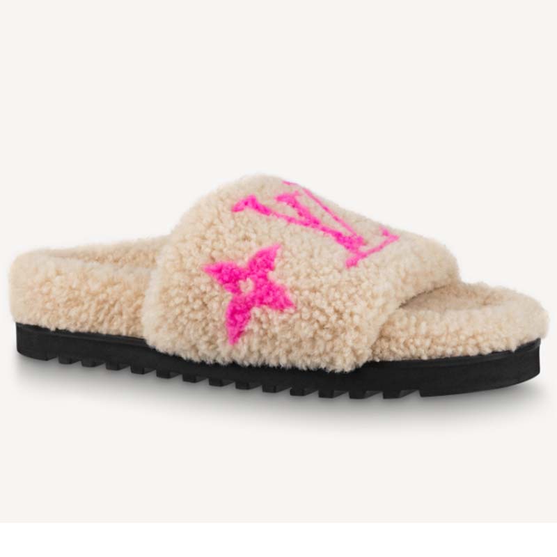 Louis Vuitton Fur slippers Beige ref.446784 - Joli Closet