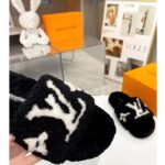 Louis Vuitton LV Unisex Paseo Flat Comfort Mule Black Shearling Anatomic Treaded Rubber – Bild 6