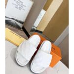 Louis Vuitton LV Unisex Pool Pillow Flat Comfort Mule White Monogram Embossed Lambskin - Image 4