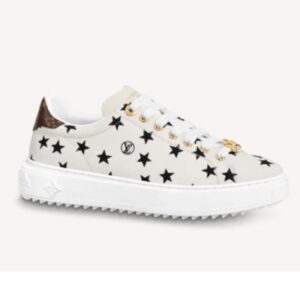 Louis Vuitton LV Unisex Time Out Sneaker Black White Printed Canvas Rubber Outsole