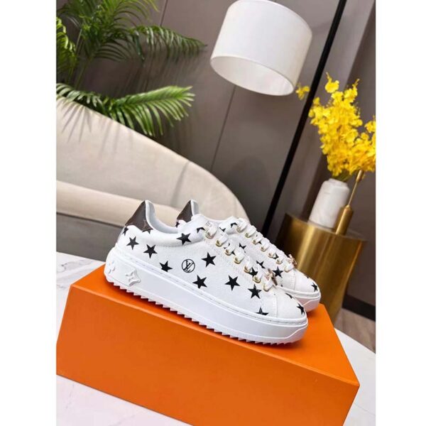Louis Vuitton LV Unisex Time Out Sneaker Black White Printed Canvas Rubber Outsole (5)