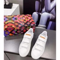 Louis Vuitton LV Unisex Time Out Sneaker White Calf Leather Monogram Canvas (9)