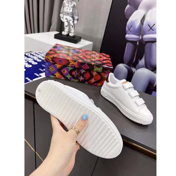 Louis Vuitton LV Unisex Time Out Sneaker White Calf Leather Monogram Canvas (11)