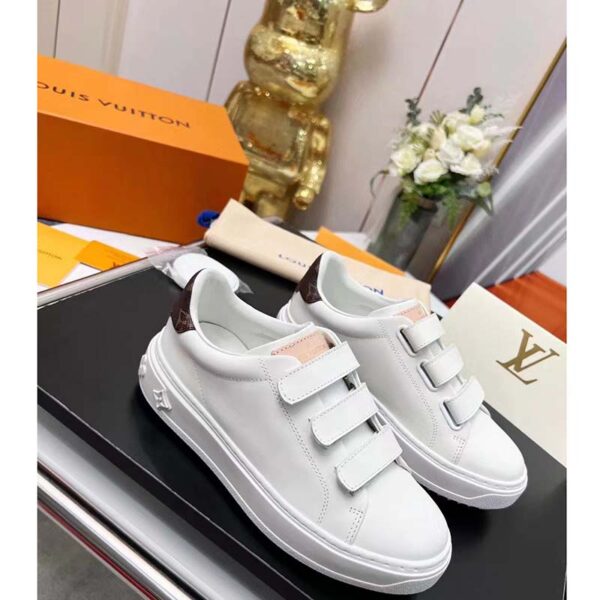 Louis Vuitton LV Unisex Time Out Sneaker White Calf Leather Monogram Canvas (16)