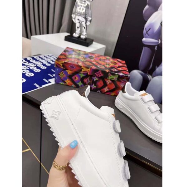 Louis Vuitton LV Unisex Time Out Sneaker White Calf Leather Monogram Canvas (6)