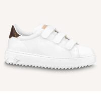 Louis Vuitton LV Unisex Time Out Sneaker White Calf Leather Monogram Canvas (9)