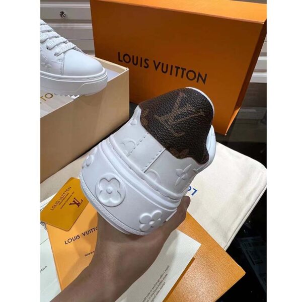 Louis Vuitton LV Unisex Time Out Sneaker White Monogram Debossed Calf Leather (12)