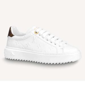 Louis Vuitton LV Unisex Time Out Sneaker White Monogram Debossed Calf Leather