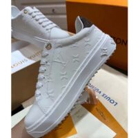 Louis Vuitton LV Unisex Time Out Sneaker White Monogram Debossed Calf Leather (3)