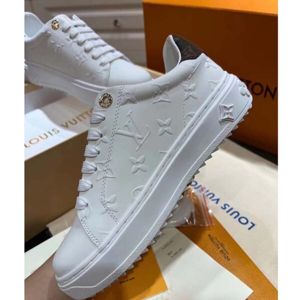 Louis Vuitton LV Unisex Time Out Sneaker White Monogram Debossed Calf Leather (5)