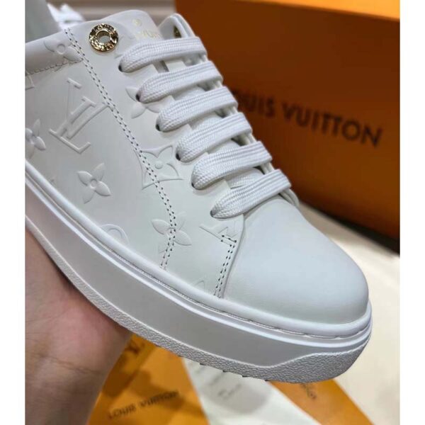 Louis Vuitton LV Unisex Time Out Sneaker White Monogram Debossed Calf Leather (9)