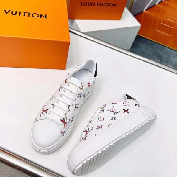 Louis Vuitton LV Unisex Time Out Sneaker White Monogram Embossed Lambskin (4)