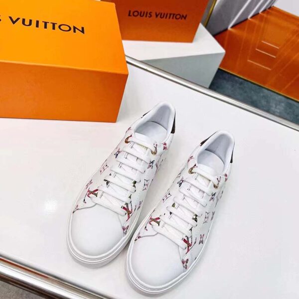 Louis Vuitton LV Unisex Time Out Sneaker White Monogram Embossed Lambskin (5)