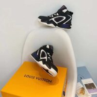 Louis Vuitton LV Unisex Trainer 2 Sneaker Black Suede Calf Leather Rubber Outsole (9)