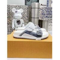 Louis Vuitton LV Unisex Trainer Mule Silver Mix Materials Anatomic Insole Initials (9)