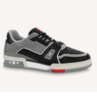 Louis Vuitton LV Unisex Trainer Sneaker Black Strass Rubber Outsole 54 Initials Signature (10)