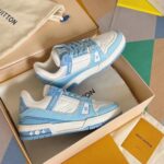 Louis Vuitton LV Unisex Trainer Sneaker Blue Mix Materials Initials Monogram Flowers - Bild 5