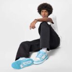 Louis Vuitton LV Unisex Trainer Sneaker Blue Mix Materials Initials Monogram Flowers - Bild 11