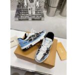 Louis Vuitton LV Unisex Trainer Sneaker Blue Printed Calf Leather Rubber Outsole – Image 7