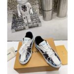 Louis Vuitton LV Unisex Trainer Sneaker Blue Printed Calf Leather Rubber Outsole – Image 6