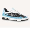 Louis Vuitton LV Unisex Trainer Sneaker Blue Printed Calf Leather Rubber Outsole