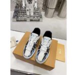 Louis Vuitton LV Unisex Trainer Sneaker Blue Printed Calf Leather Rubber Outsole – Image 5