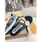 Louis Vuitton LV Unisex Trainer Sneaker Blue Printed Calf Leather Rubber Outsole – Image 9