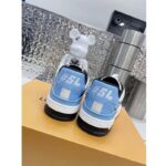 Louis Vuitton LV Unisex Trainer Sneaker Blue Printed Calf Leather Rubber Outsole – Image 8