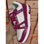 Louis Vuitton LV Unisex Trainer Sneaker Fuchsia Mix Materials Initials Monogram Flowers - Image 2