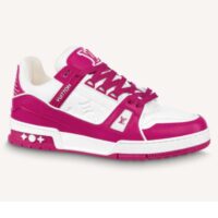 Louis Vuitton LV Unisex Trainer Sneaker Fuchsia Mix Materials Initials Monogram Flowers (4)