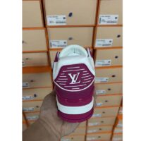 Louis Vuitton LV Unisex Trainer Sneaker Fuchsia Mix Materials Initials Monogram Flowers (4)