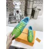 Louis Vuitton LV Unisex Trainer Sneaker Green Grained Calf Leather Rubber Outsole (4)