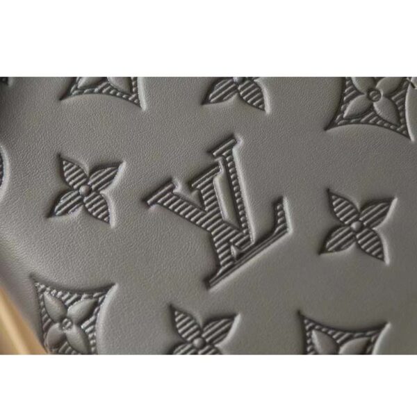 Louis Vuitton LV Unisex Zippy Wallet Galet Gray Mahina Perforated Calf Leather (2)