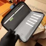 Louis Vuitton LV Unisex Zippy Wallet Galet Gray Mahina Perforated Calf Leather - Image 6