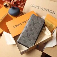 Louis Vuitton LV Unisex Zippy Wallet Galet Gray Mahina Perforated Calf Leather (9)