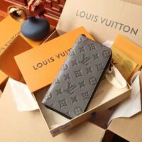 Louis Vuitton LV Unisex Zippy Wallet Galet Gray Mahina Perforated Calf Leather (9)