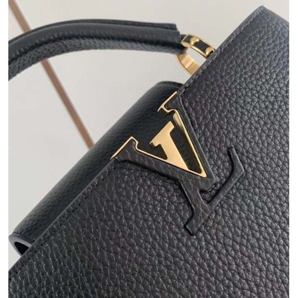 Louis Vuitton LV Women Capucines BB Handbag Black Taurillon Leather Snap Hook (10)