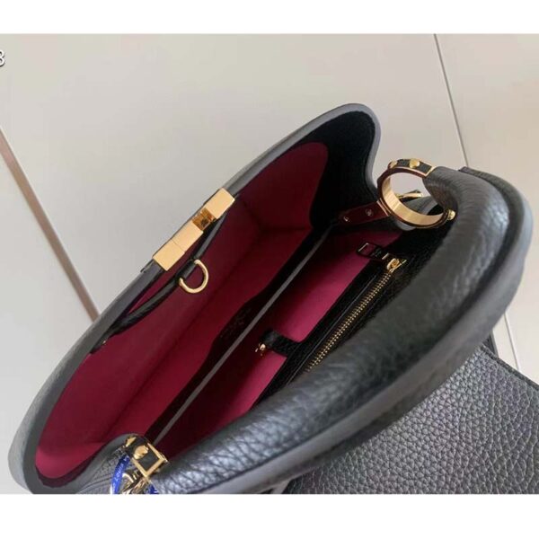 Louis Vuitton LV Women Capucines BB Handbag Black Taurillon Leather Snap Hook (11)