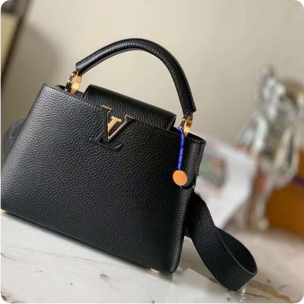 Louis Vuitton LV Women Capucines BB Handbag Black Taurillon Leather Snap Hook (13)