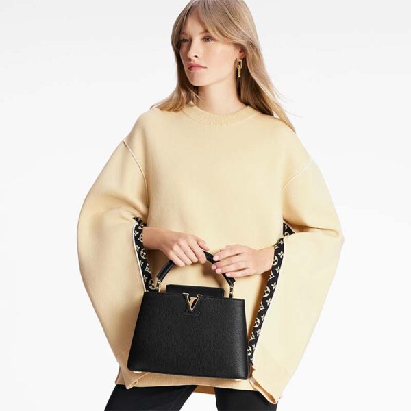 Louis Vuitton LV Women Capucines BB Handbag Black Taurillon Leather Snap Hook (14)