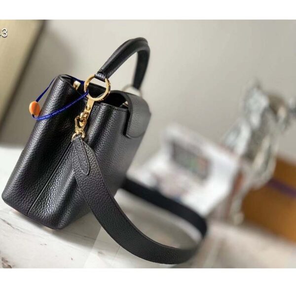Louis Vuitton LV Women Capucines BB Handbag Black Taurillon Leather Snap Hook (2)