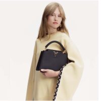 Louis Vuitton LV Women Capucines BB Handbag Black Taurillon Leather Snap Hook (7)